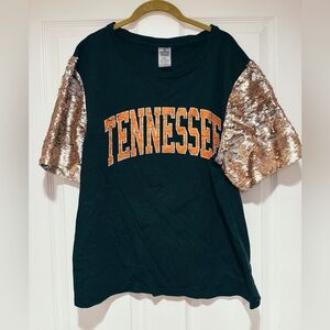 Gameday Couture Tennesseee Vols Sequin Sleeve Top Tee XL